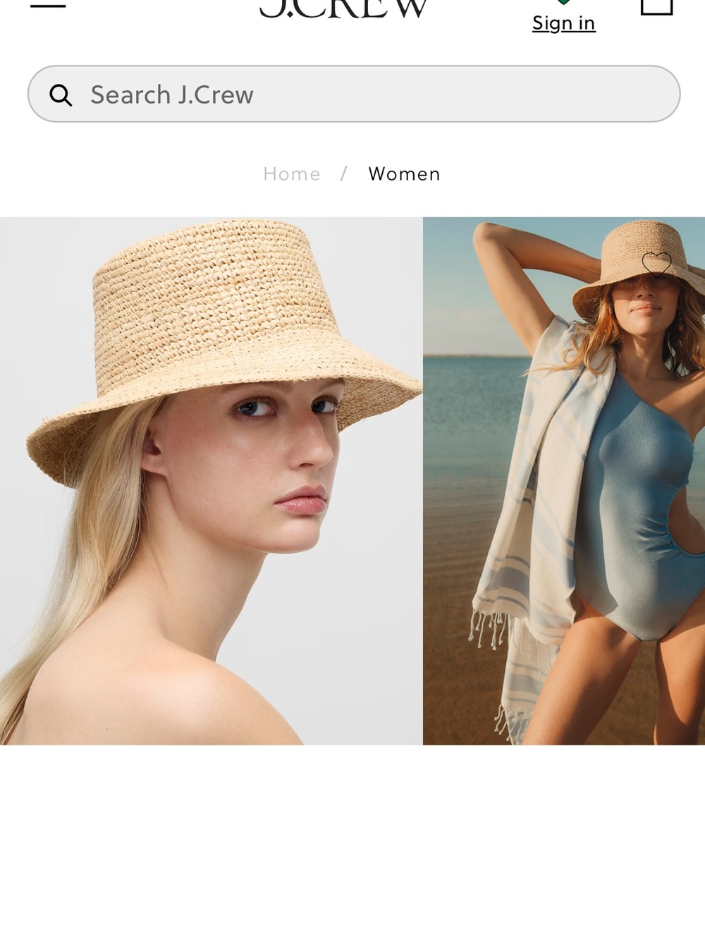 J. Crew Natural Straw Bucket Hat - Beige